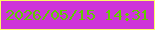 文字の大きさ：5、枠の色：fdfb66、背景の色：ce34d9、文字の色：60cb01 無料ブログパーツのブログ時計