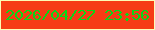 文字の大きさ：3、枠の色：fdfcb5、背景の色：f63c15、文字の色：09d718 無料ブログパーツのブログ時計