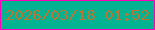 文字の大きさ：4、枠の色：fe00b9、背景の色：03b290、文字の色：ba7535 無料ブログパーツのブログ時計