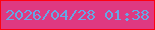 文字の大きさ：4、枠の色：fe0211、背景の色：df3981、文字の色：65a7e5 無料ブログパーツのブログ時計
