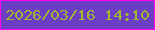 文字の大きさ：2、枠の色：fe04f1、背景の色：6c3ec3、文字の色：a0b831 無料ブログパーツのブログ時計