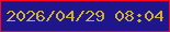 文字の大きさ：4、枠の色：fe0526、背景の色：1e168a、文字の色：cfb037 無料ブログパーツのブログ時計
