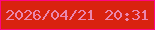 文字の大きさ：2、枠の色：fe0583、背景の色：d92210、文字の色：ea87ae 無料ブログパーツのブログ時計