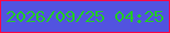文字の大きさ：3、枠の色：fe0643、背景の色：5253e0、文字の色：23c82b 無料ブログパーツのブログ時計