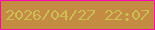 文字の大きさ：1、枠の色：fe08ab、背景の色：c38c42、文字の色：ccbd57 無料ブログパーツのブログ時計
