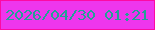 文字の大きさ：5、枠の色：fe09a3、背景の色：ee36ed、文字の色：24a096 無料ブログパーツのブログ時計