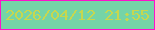 文字の大きさ：1、枠の色：fe11cb、背景の色：75d4a7、文字の色：c7d74f 無料ブログパーツのブログ時計