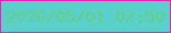 文字の大きさ：1、枠の色：fe17c0、背景の色：5ad0cb、文字の色：66ce82 無料ブログパーツのブログ時計