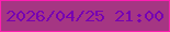 文字の大きさ：3、枠の色：fe1eb1、背景の色：a53683、文字の色：7600b2 無料ブログパーツのブログ時計