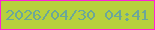 文字の大きさ：1、枠の色：fe22d7、背景の色：b7d13e、文字の色：6ca798 無料ブログパーツのブログ時計