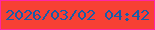 文字の大きさ：5、枠の色：fe26a5、背景の色：f74034、文字の色：175da8 無料ブログパーツのブログ時計