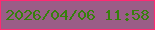文字の大きさ：5、枠の色：fe2a72、背景の色：9a5d87、文字の色：36800c 無料ブログパーツのブログ時計