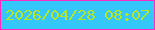 文字の大きさ：4、枠の色：fe2ac2、背景の色：35c7fa、文字の色：b5e824 無料ブログパーツのブログ時計