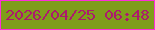 文字の大きさ：4、枠の色：fe2dd9、背景の色：7f9d1b、文字の色：ac1a6d 無料ブログパーツのブログ時計