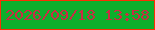 文字の大きさ：2、枠の色：fe2e04、背景の色：0eaf2c、文字の色：ca2c44 無料ブログパーツのブログ時計