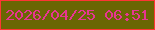 文字の大きさ：4、枠の色：fe3534、背景の色：6a6603、文字の色：e73592 無料ブログパーツのブログ時計
