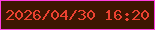 文字の大きさ：2、枠の色：fe3ee0、背景の色：3e1602、文字の色：eb4231 無料ブログパーツのブログ時計