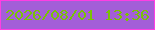 文字の大きさ：4、枠の色：fe3ee3、背景の色：a35ed8、文字の色：79c204 無料ブログパーツのブログ時計