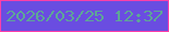 文字の大きさ：1、枠の色：fe3fa8、背景の色：6a4de1、文字の色：5ea796 無料ブログパーツのブログ時計