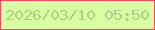 文字の大きさ：1、枠の色：fe4460、背景の色：dafca2、文字の色：a4d389 無料ブログパーツのブログ時計