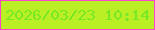 文字の大きさ：3、枠の色：fe45ce、背景の色：baef26、文字の色：76e924 無料ブログパーツのブログ時計
