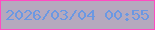 文字の大きさ：3、枠の色：fe4cc2、背景の色：b5a9be、文字の色：6b98e2 無料ブログパーツのブログ時計