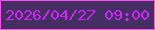 文字の大きさ：5、枠の色：fe4ef8、背景の色：432f61、文字の色：d324fe 無料ブログパーツのブログ時計
