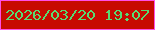 文字の大きさ：2、枠の色：fe4fe6、背景の色：c70a01、文字の色：58da72 無料ブログパーツのブログ時計