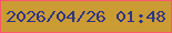 文字の大きさ：3、枠の色：fe566c、背景の色：cb9c33、文字の色：2f3485 無料ブログパーツのブログ時計