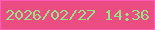 文字の大きさ：2、枠の色：fe5aba、背景の色：eb4d82、文字の色：96e285 無料ブログパーツのブログ時計