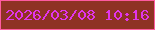 文字の大きさ：4、枠の色：fe5ba0、背景の色：8f3224、文字の色：e135ec 無料ブログパーツのブログ時計