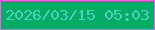 文字の大きさ：3、枠の色：fe5df5、背景の色：05ac65、文字の色：4cd1bf 無料ブログパーツのブログ時計