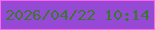文字の大きさ：2、枠の色：fe63f2、背景の色：9649d4、文字の色：3a7733 無料ブログパーツのブログ時計