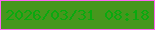 文字の大きさ：4、枠の色：fe66f3、背景の色：46971d、文字の色：0aa90f 無料ブログパーツのブログ時計