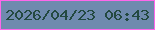 文字の大きさ：4、枠の色：fe67eb、背景の色：6f8aae、文字の色：234940 無料ブログパーツのブログ時計