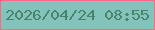文字の大きさ：1、枠の色：fe6881、背景の色：82c4bb、文字の色：4a826b 無料ブログパーツのブログ時計