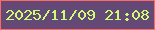文字の大きさ：1、枠の色：fe6962、背景の色：644976、文字の色：cdfd74 無料ブログパーツのブログ時計
