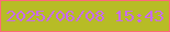 文字の大きさ：4、枠の色：fe697a、背景の色：b7bc26、文字の色：c86ced 無料ブログパーツのブログ時計