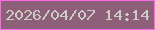 文字の大きさ：1、枠の色：fe69ec、背景の色：8e5f78、文字の色：cbccc4 無料ブログパーツのブログ時計