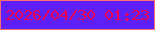 文字の大きさ：1、枠の色：fe6c74、背景の色：5f20f5、文字の色：ef0157 無料ブログパーツのブログ時計