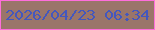文字の大きさ：2、枠の色：fe6edc、背景の色：9a756a、文字の色：4457bd 無料ブログパーツのブログ時計