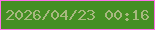 文字の大きさ：4、枠の色：fe70ea、背景の色：458f23、文字の色：a7b87f 無料ブログパーツのブログ時計