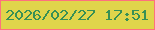 文字の大きさ：3、枠の色：fe717d、背景の色：e0d54b、文字の色：389055 無料ブログパーツのブログ時計