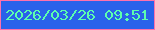 文字の大きさ：1、枠の色：fe71ac、背景の色：2962ea、文字の色：5cfeae 無料ブログパーツのブログ時計
