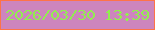 文字の大きさ：4、枠の色：fe7348、背景の色：cd85bd、文字の色：91ee4f 無料ブログパーツのブログ時計