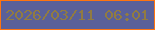 文字の大きさ：4、枠の色：fe7410、背景の色：5a6099、文字の色：917b41 無料ブログパーツのブログ時計