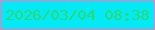 文字の大きさ：5、枠の色：fe74bc、背景の色：03e9f6、文字の色：29db6f 無料ブログパーツのブログ時計