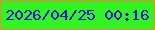 文字の大きさ：1、枠の色：fe7d45、背景の色：2ff520、文字の色：3410d5 無料ブログパーツのブログ時計