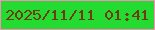 文字の大きさ：3、枠の色：fe89be、背景の色：24db32、文字の色：6f3b10 無料ブログパーツのブログ時計