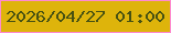 文字の大きさ：1、枠の色：fe8ace、背景の色：deb40b、文字の色：485212 無料ブログパーツのブログ時計
